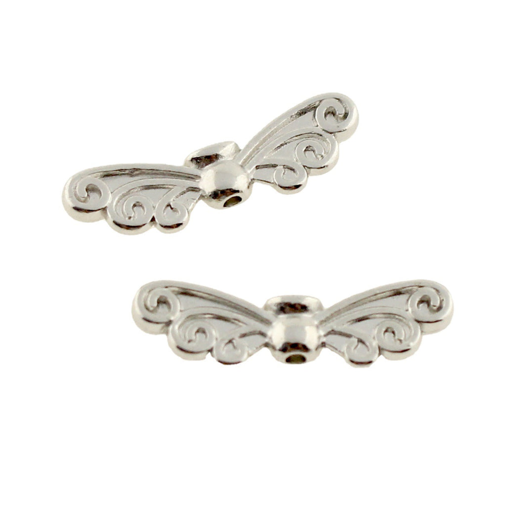 Angel Wings Metal Beads Antique Silver Tone 20pcs 4