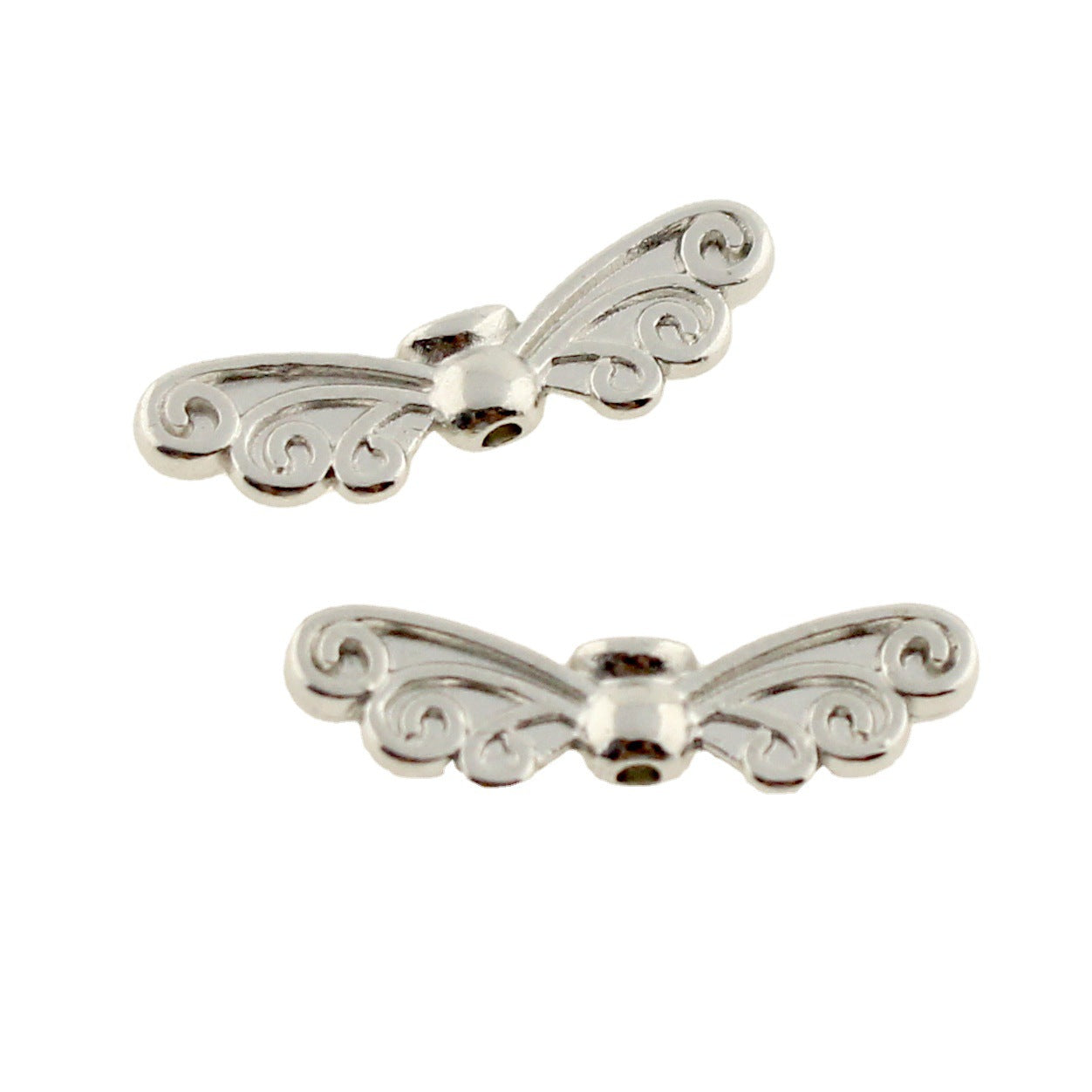 Angel Wings Metal Beads Antique Silver Tone 20pcs 4