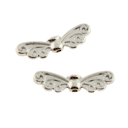Angel Wings Metal Beads Antique Silver Tone 20pcs 4