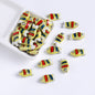 Hand Painted Fish Ceramic Beads 22mm Striped Colorful 5pcs 5