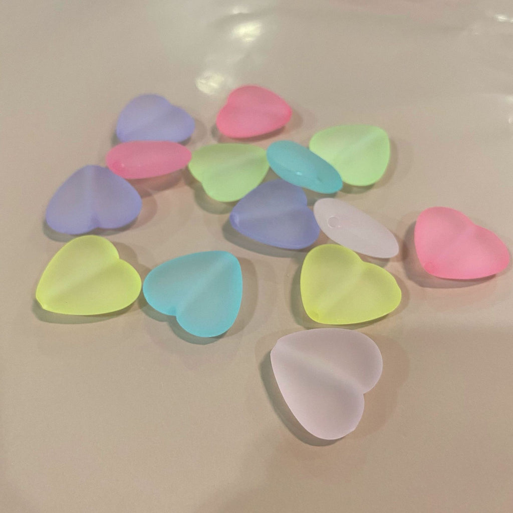 Matte Heart Acrylic Beads 24mm Pastel Colors 20pcs 2