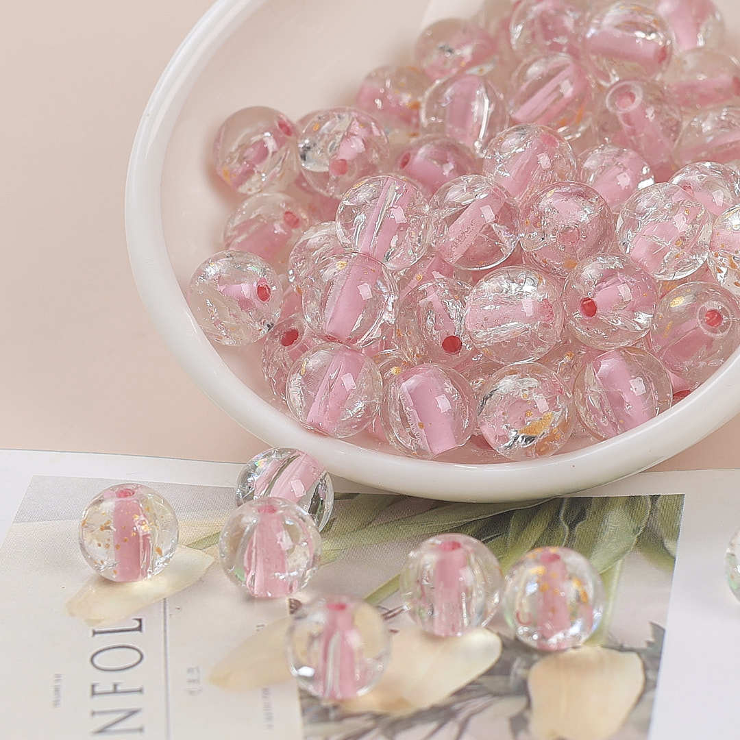 Clear Dyed Core Round Glass Beads 10mm Assorted Colors 40pcs 6