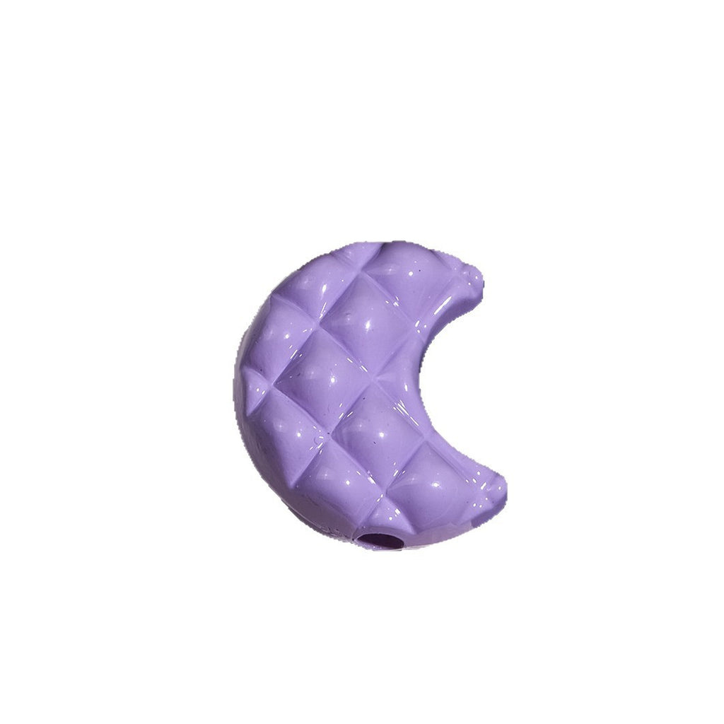 Painted Waffle Moon Acrylic Beads 20mm Glossy Colorful 30pcs 5