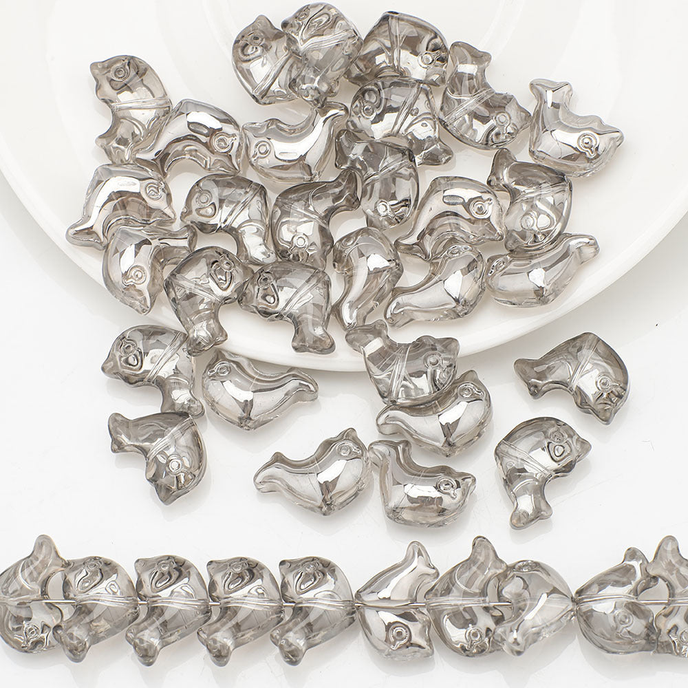 Plating 3D Dolphin Glass Beads 11x16mm Iridescent Colors 30pcs 18