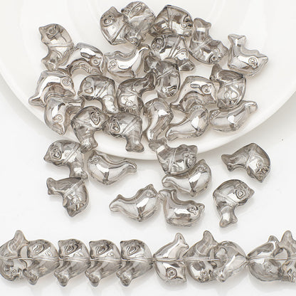 Plating 3D Dolphin Glass Beads 11x16mm Iridescent Colors 30pcs 18