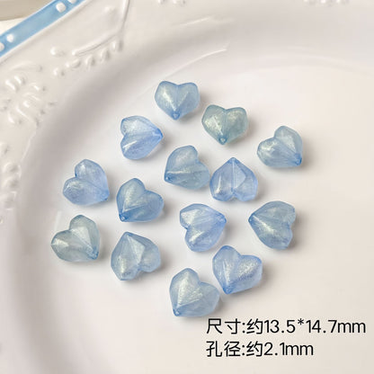 Faceted Glitter Heart Acrylic Beads 14mm Colorful Mixed 30pcs 12