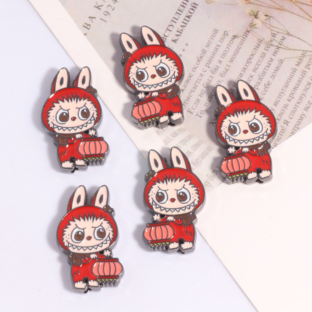 Lantern Metal Beads 24mm Colorful Enamel Bunny Holding 10pcs 8