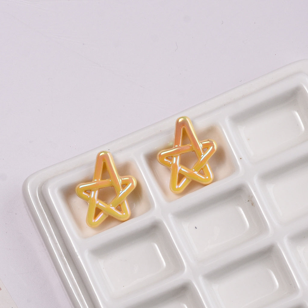 Plated Hollow Star Acrylic Beads 22mm Colorful Mixed 20pcs 3