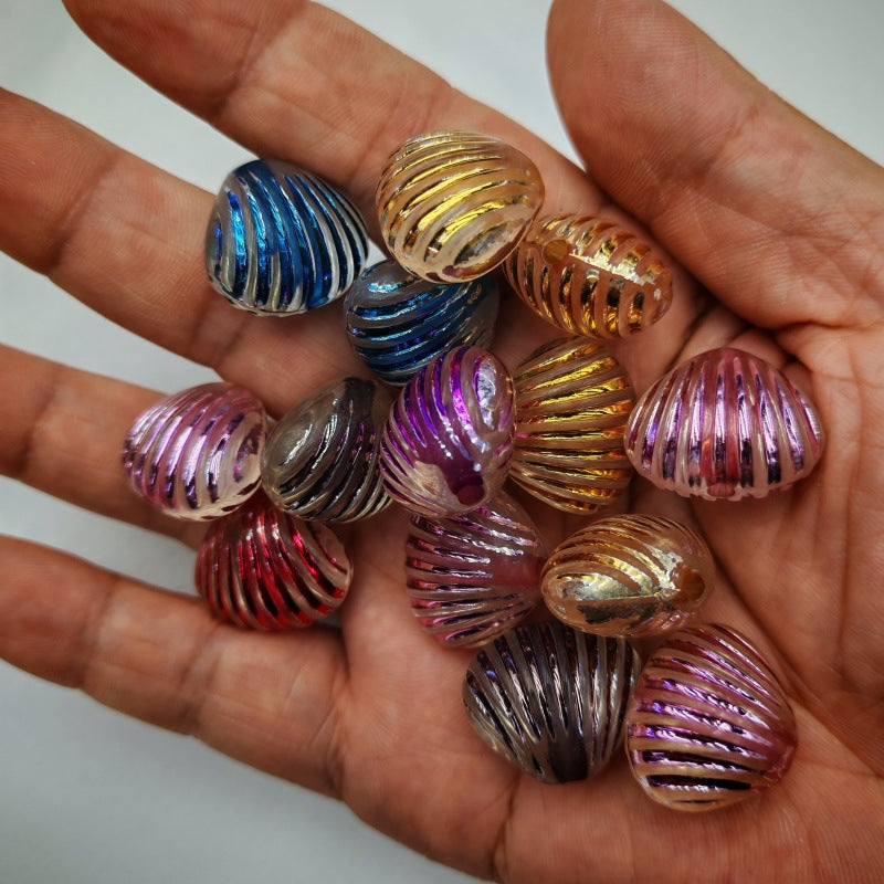 Metallic Shell Acrylic Beads 18-20mm Colorful Enlaced 100pcs 5