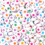 Colored Five-Pointed Flat Acrylic Beads 7mm Glossy Mixed 100pcs
