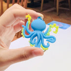 PVC Octopus Keychain Marine Animal Neon Tentacles Design 4