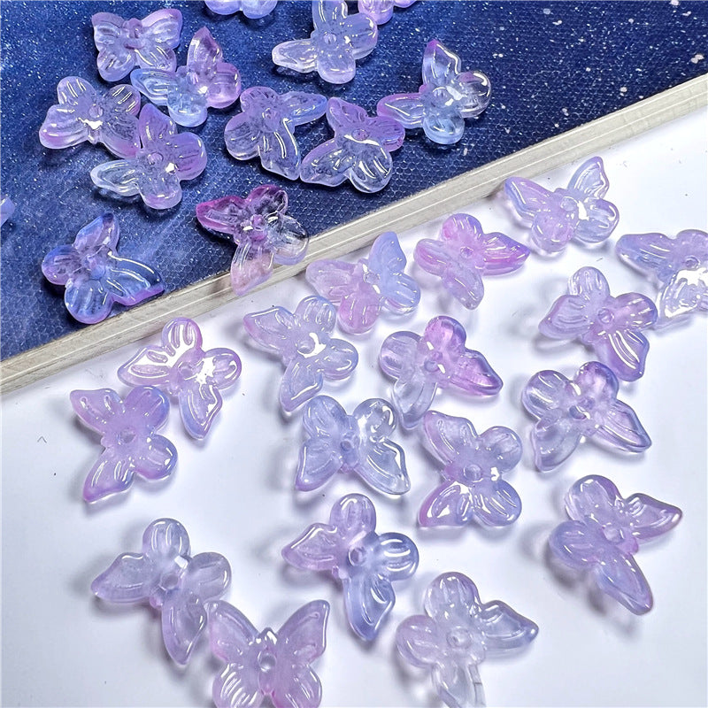 Czech Glass Beads Butterfly 11mm Translucent Purple Blue Pink 50pcs 10
