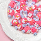 Painted Flower Acrylic Beads 16mm Round 14x18mm Square Purple Hand Painted 1pc 16