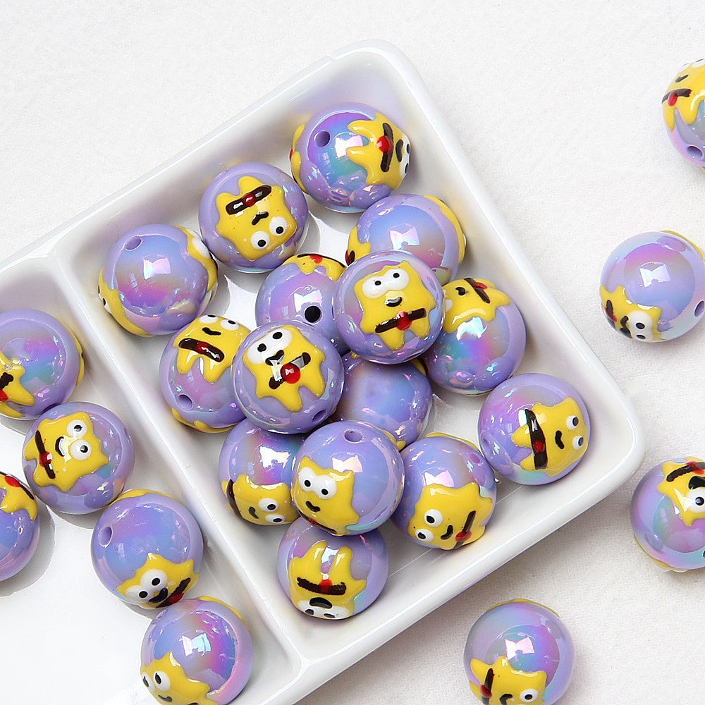 Hand-Painted Halloween Pumpkin Ghost Acrylic Beads 16mm 3