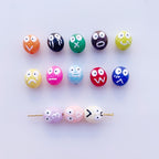 Hand Painted Coal Ball Acrylic Beads 12mm Colorful Expression 20pcs 3
