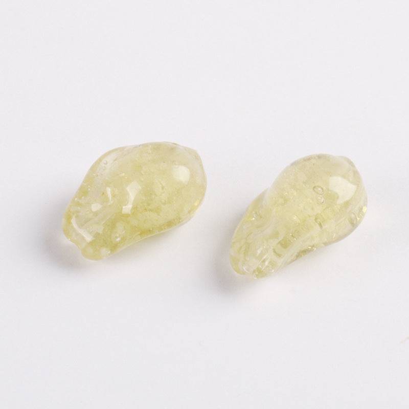 Lampwork Glass Beads Irregular Bone Shape 12mm Glow In The Dark 10pcs 11