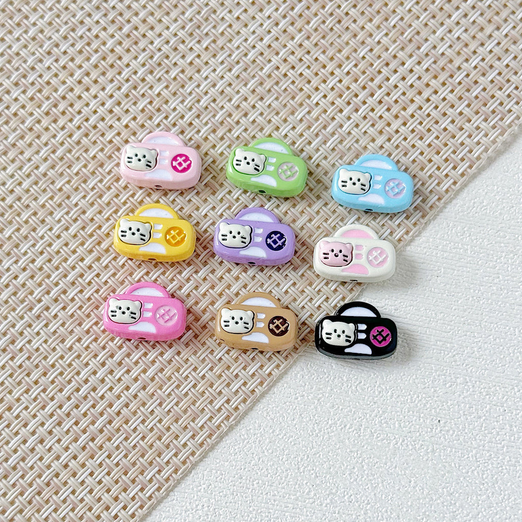 Kitten and Teddy Bear Metal Beads 14mm Hand Painted Alloy 10pcs 15