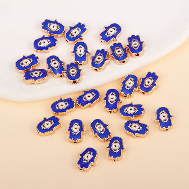 Irregular Shaped Metal Beads Double-Sided Enamel Evil Eye 20pcs 7
