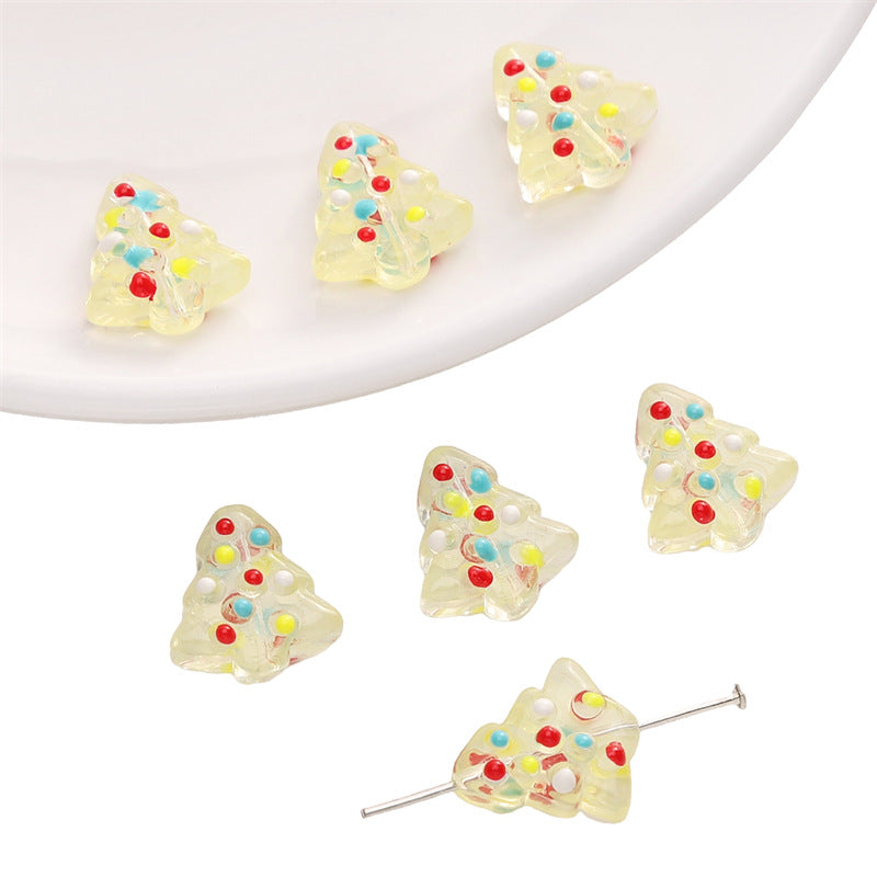 Christmas Tree Transparent Glass Beads 15x16mm Colorful Ornaments 10pcs 11