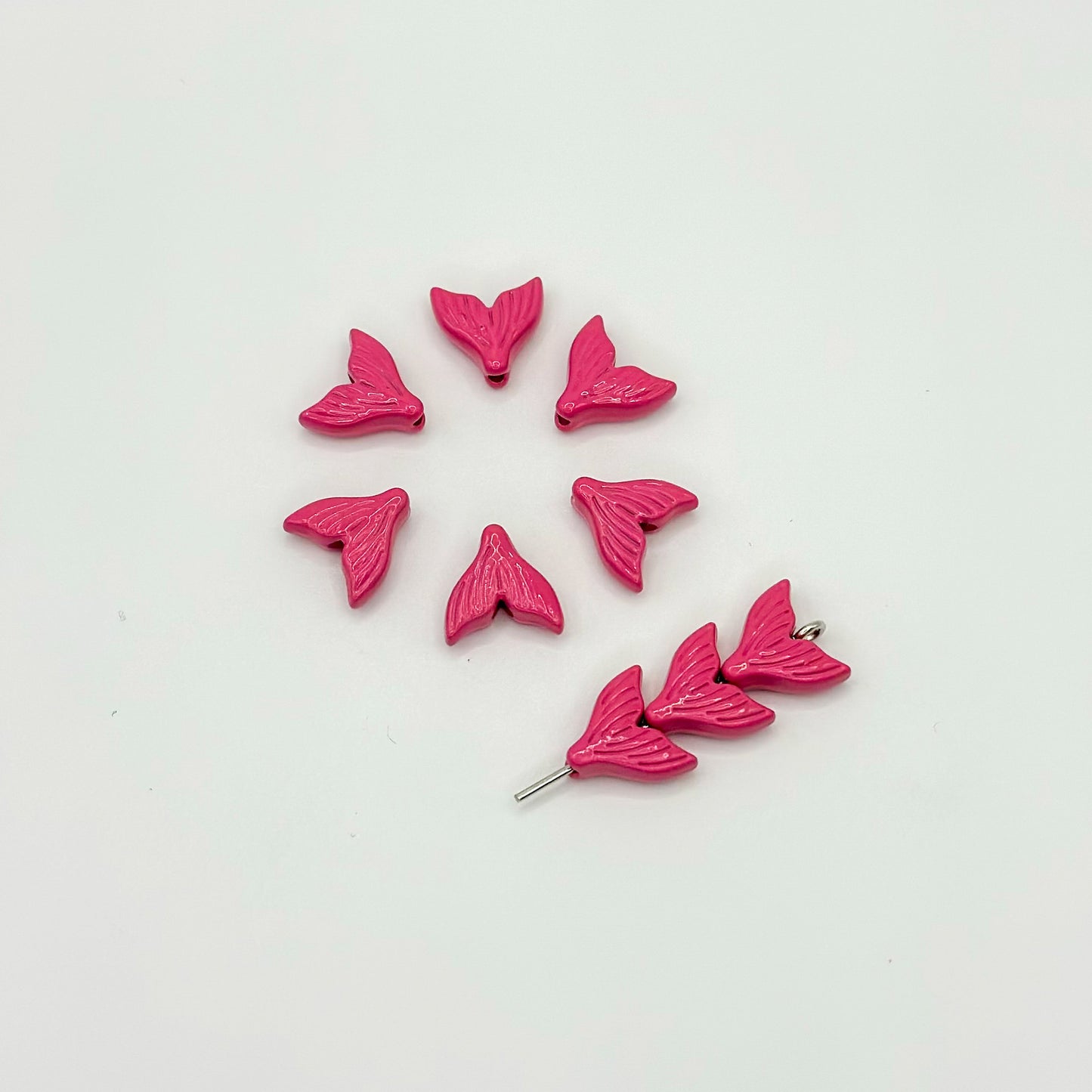 Mermaid Tail Metal Beads 10mm Pastel Painted Scales 20pcs 9