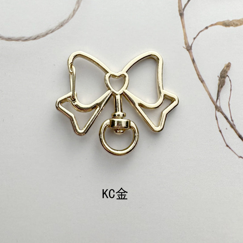 Alloy Swivel Buckle Keychain Clasps Bow Shape Heart Detail 10pcs 6