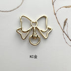 Alloy Swivel Buckle Keychain Clasps Bow Shape Heart Detail 10pcs 6