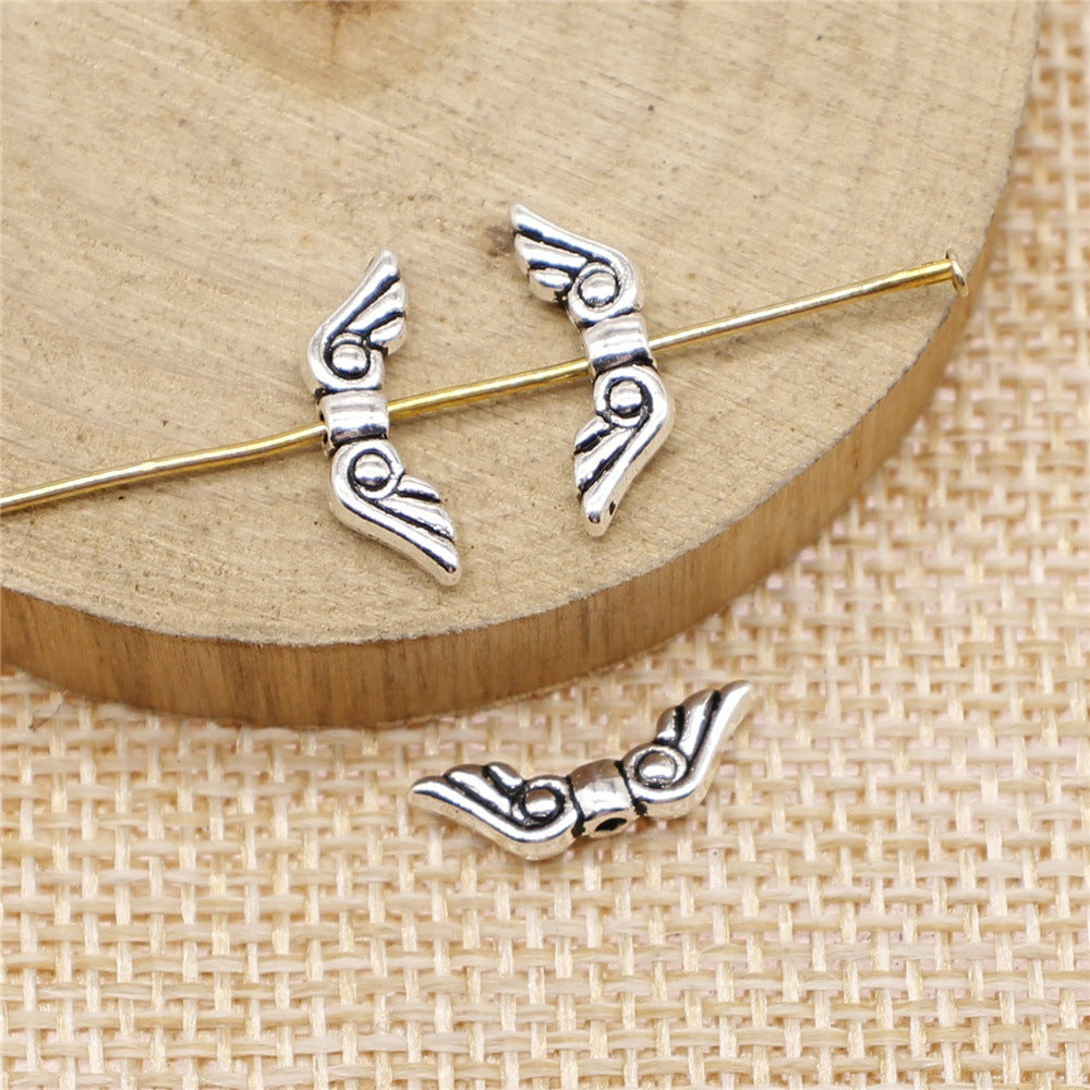 Angel Wing Metal Beads 16mm Vintage Detailed Feather Texture 80pcs