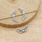 Angel Wing Metal Beads 16mm Vintage Detailed Feather Texture 80pcs