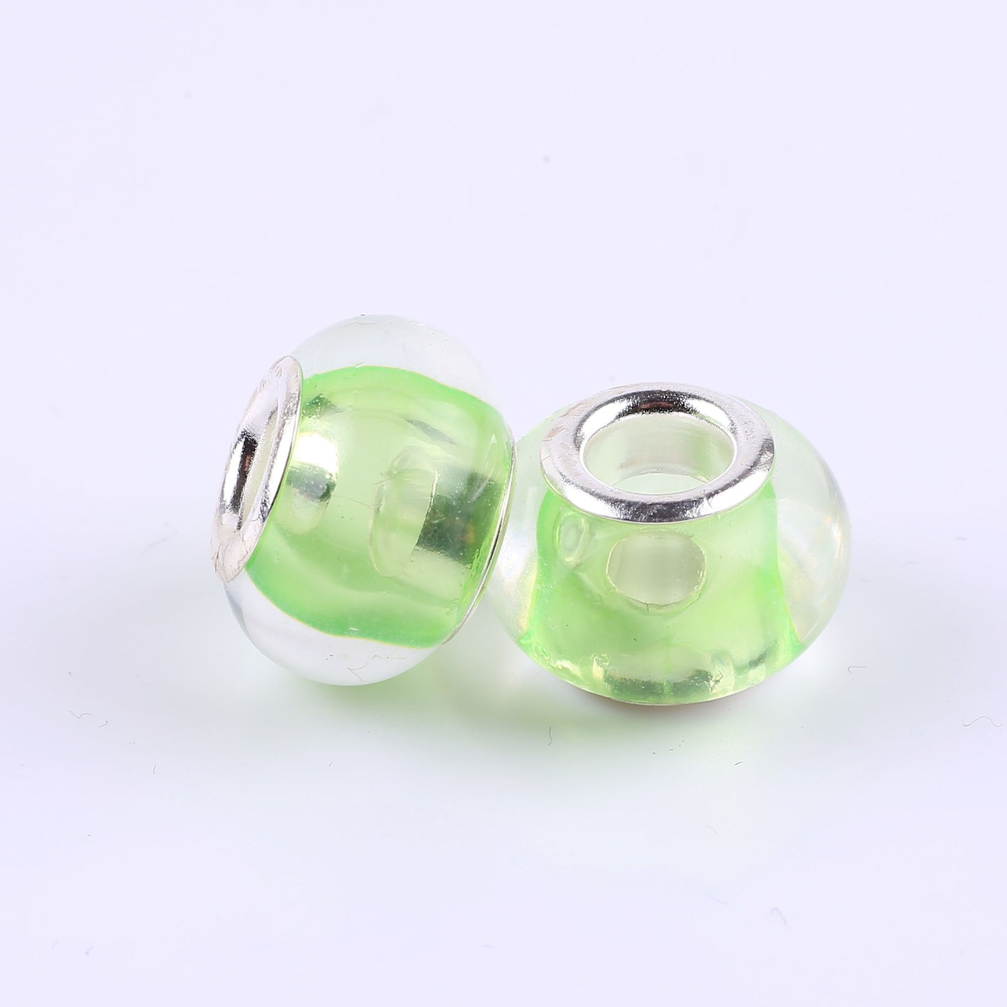 Acrylic Spacer Beads 14mm Glossy Transparent Dyed Core 100pcs 9