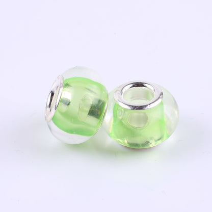 Acrylic Spacer Beads 14mm Glossy Transparent Dyed Core 100pcs 9