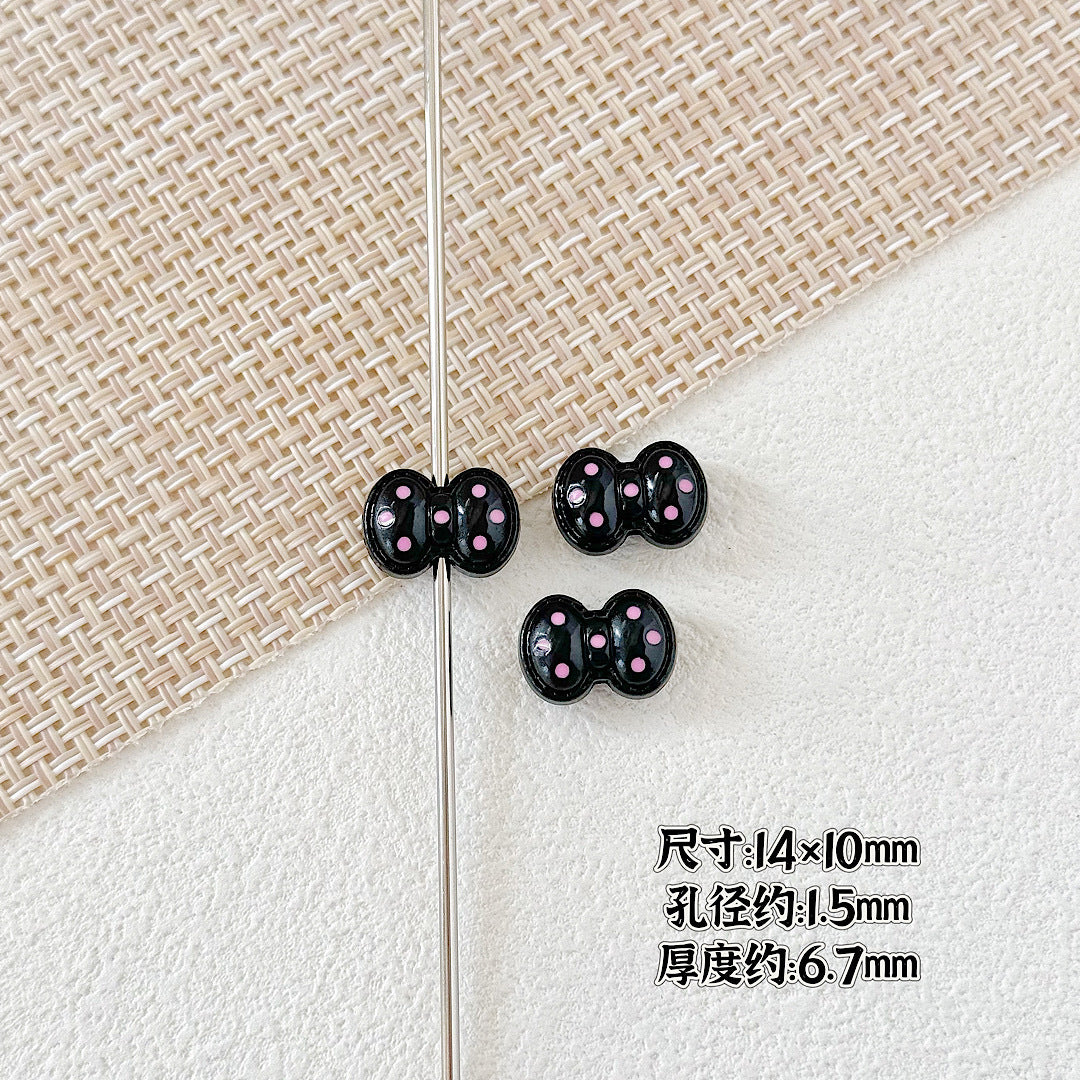 Heart and Rabbit Metal Beads Polka Dot Painted Alloy 10pcs 21