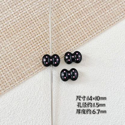 Heart and Rabbit Metal Beads Polka Dot Painted Alloy 10pcs 21