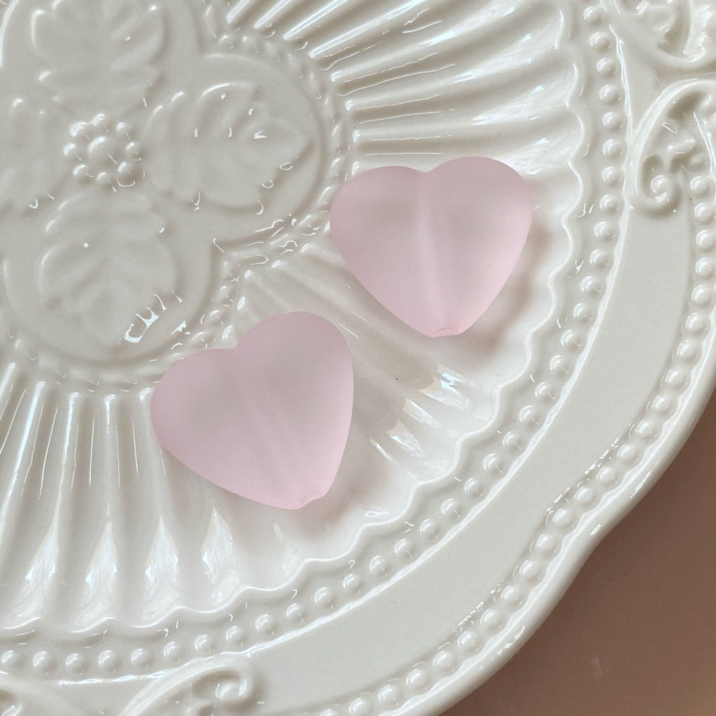 Matte Heart Acrylic Beads 24mm Pastel Colors 20pcs 7