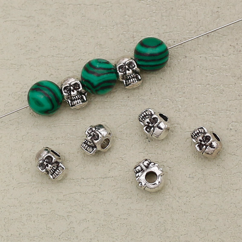 Alloy Skull Spacer Beads 8mm Tibetan Silver Tone 100pcs
