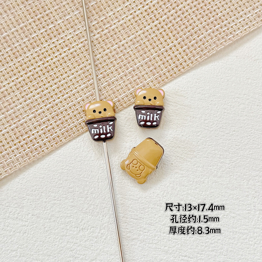 Baking Painted Good Sign and Teacup Bear Metal Beads 17mm 10pcs 20