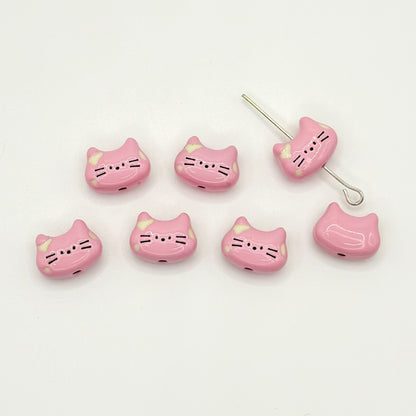Kitten Metal Beads 12mm Baking Painted Colorful 10pcs 11