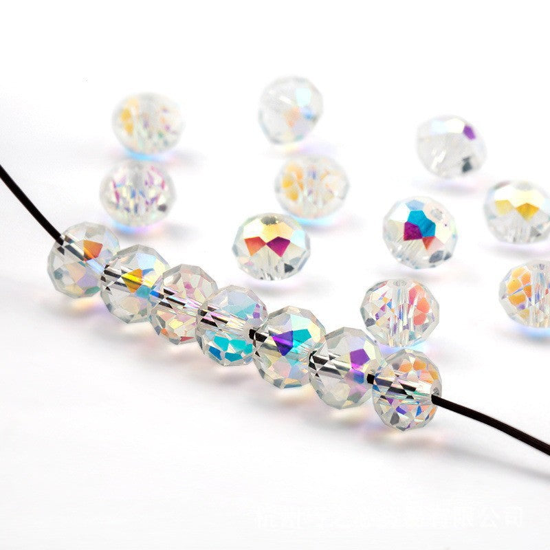 Electroplated Faceted Glass Beads 4-10mm Aurora AB Double-Sided Colors 8