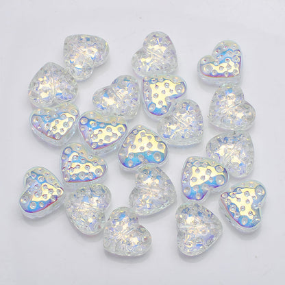 Electroplated Heart Glass Beads 13x15mm Peach Metallic 20pcs 9