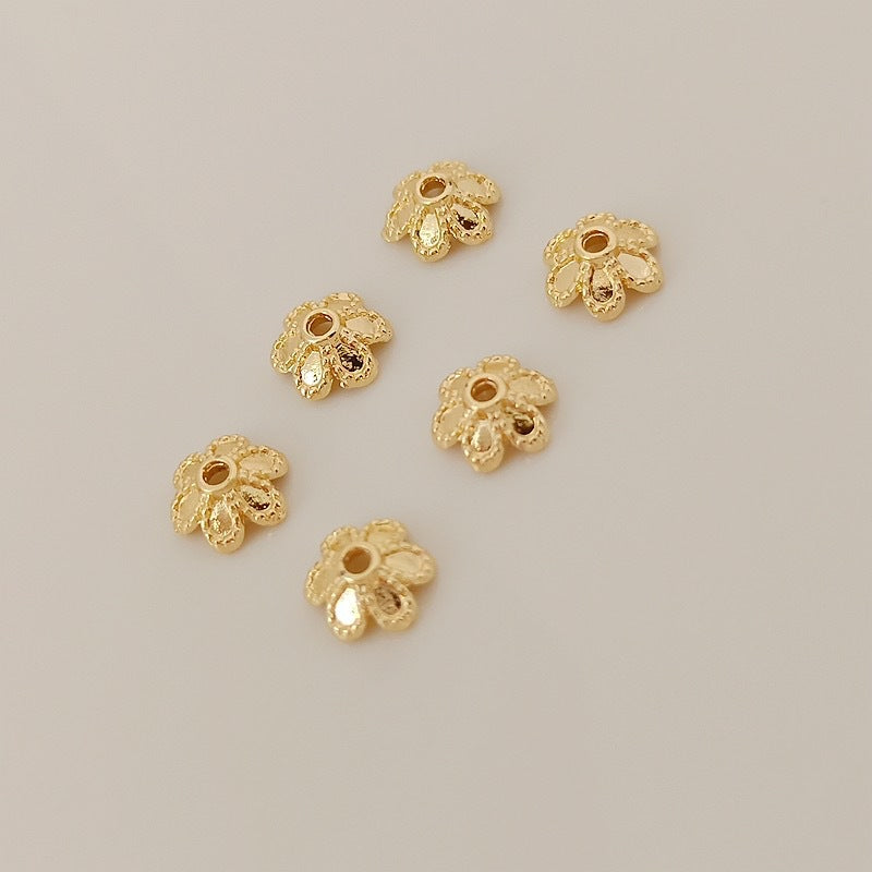 Brass Flower Bead Caps 6/8/10mm Six-Petal 100pcs 3