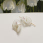 Lampwork Glass Beads Leaf 22mm Handmade Distressed Curled 4pcs 13