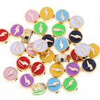 Round Metal Beads 8mm Colorful Lightning Enamel Gold Edge 100pcs