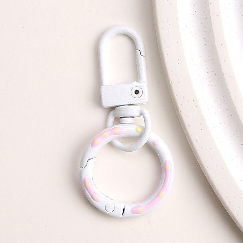 Zinc Alloy Donut Keychain Clasps Spray Painted Hand Paint 51mm 10pcs 15