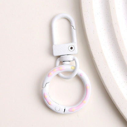 Zinc Alloy Donut Keychain Clasps Spray Painted Hand Paint 51mm 10pcs 15