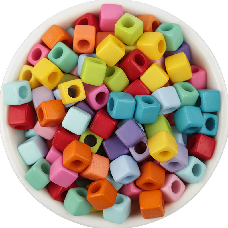 Solid Color Rounded Square Acrylic Beads 7mm Large Hole 100pcs 6