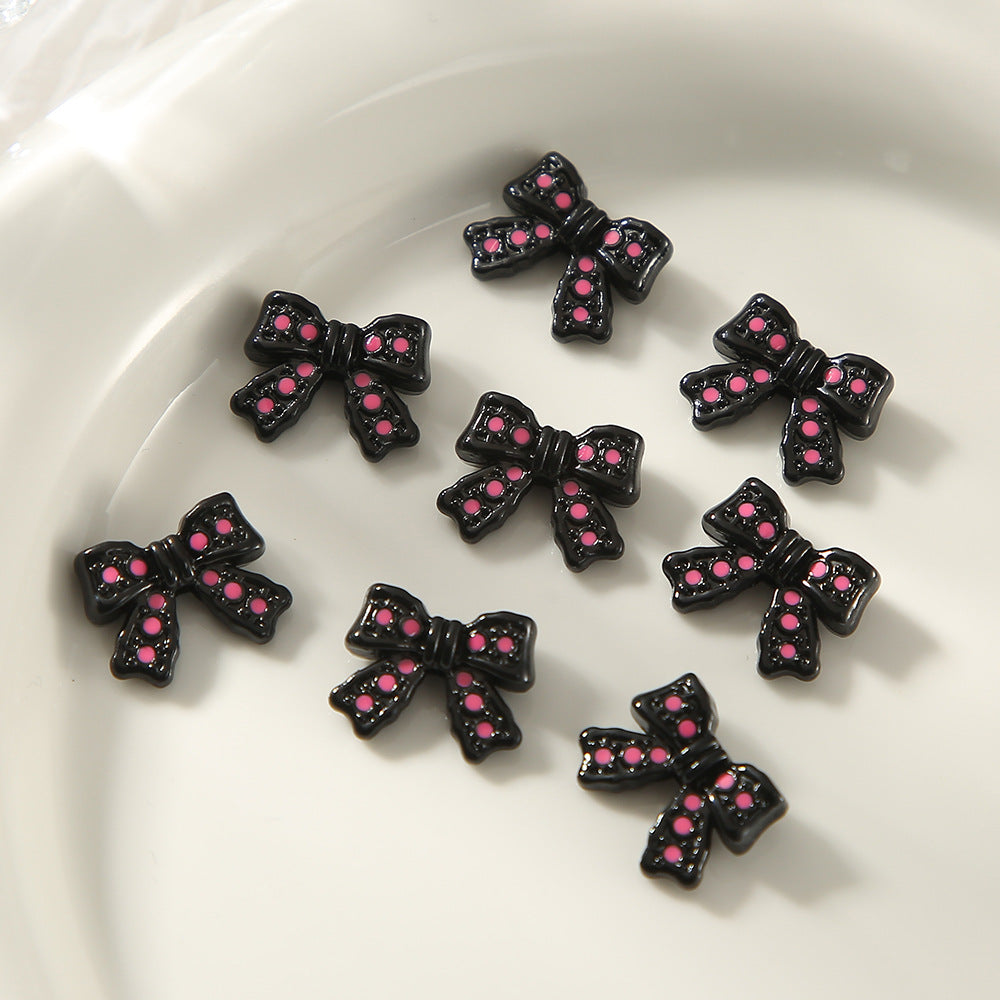 Kitten Series Metal Beads Black and Pink Enamel Alloy 10pcs 5