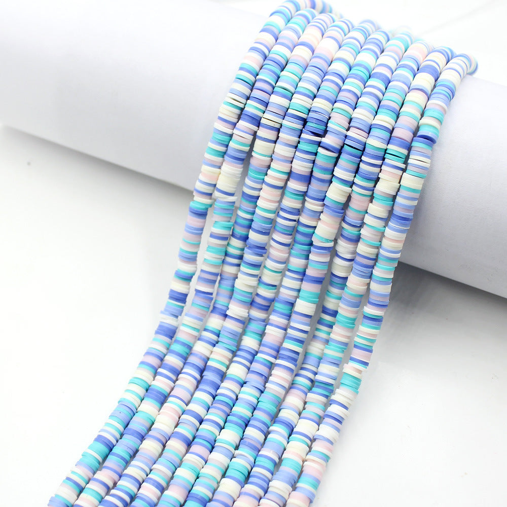 Flat Clay Beads 6mm Colorful Polymer Spacer Disc 10strands 49