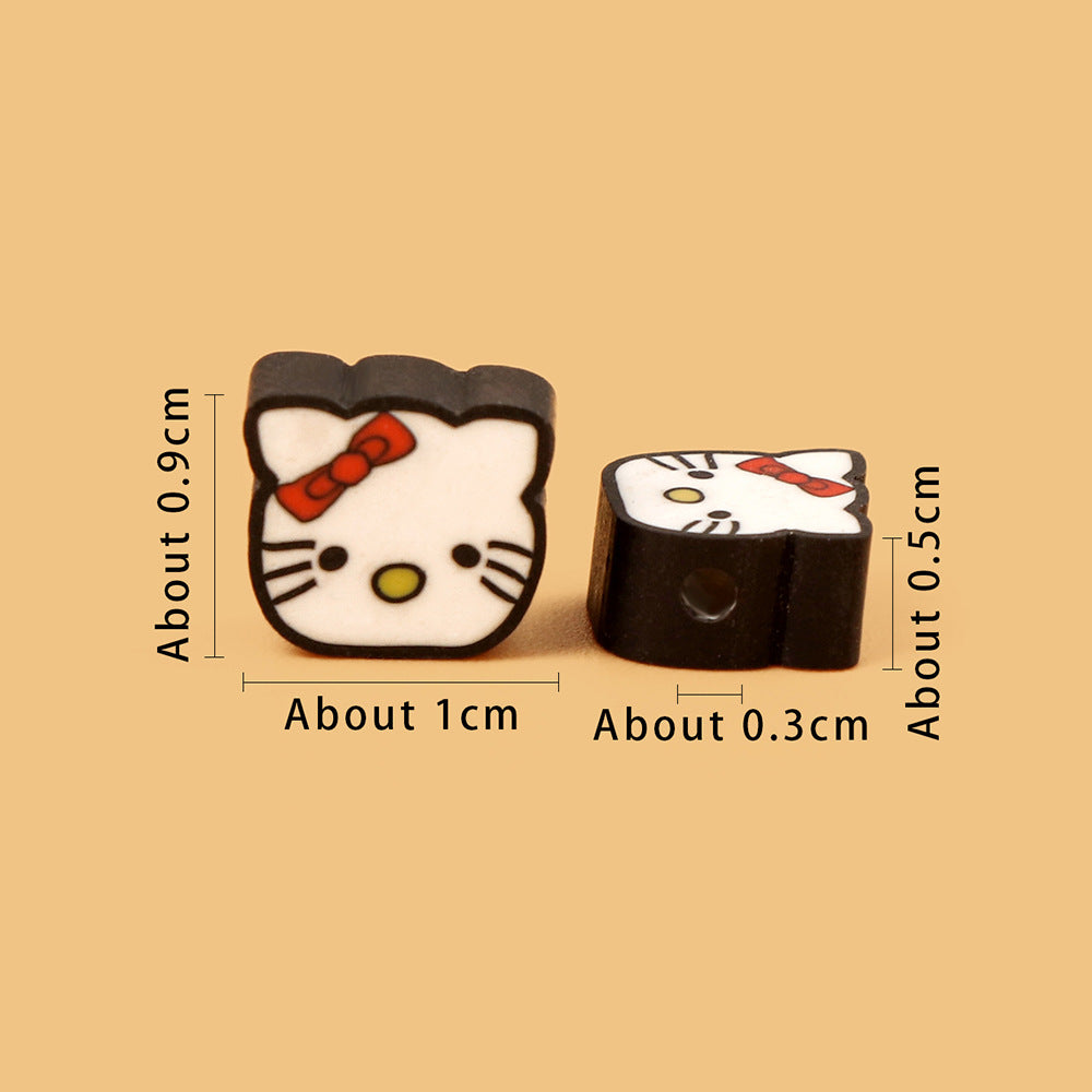 Kitty Cat Clay Beads 10mm Polymer Cartoon Character 100pcs 2
