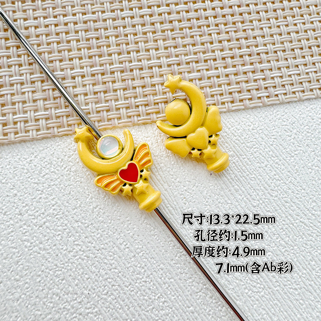 Wand Metal Beads Painted Anime Style Alloy 10pcs 28