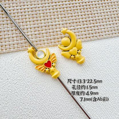 Wand Metal Beads Painted Anime Style Alloy 10pcs 28