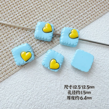 Tulip Square Heart Metal Beads 12mm Glossy Enamel Alloy 10pcs 11